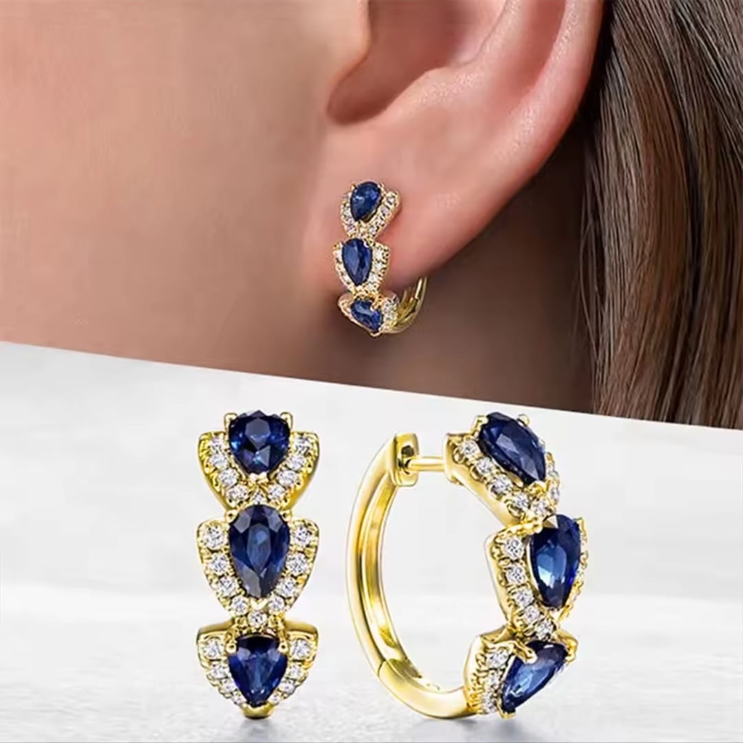 Luxury blue cubic zirconia earrings for women