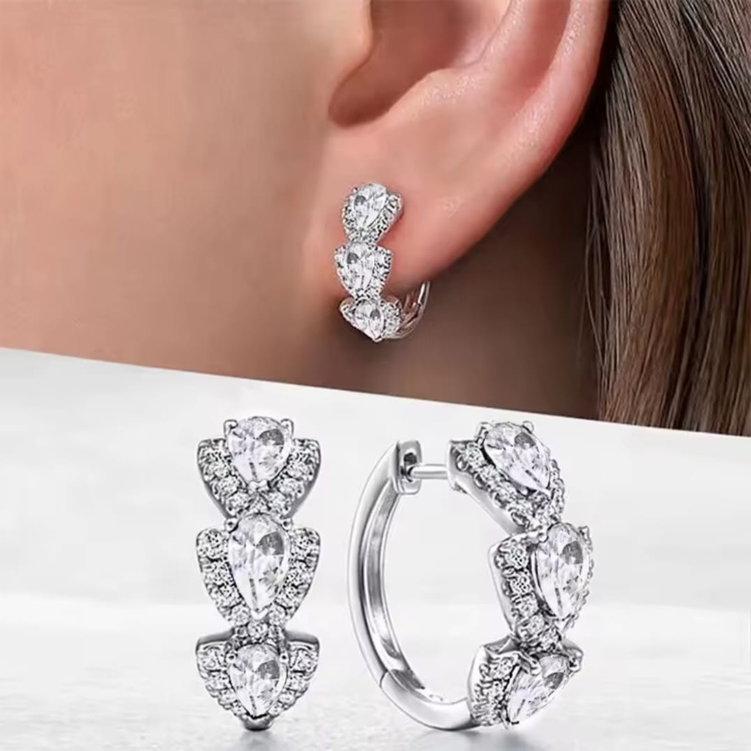 Luxury blue cubic zirconia earrings for women
