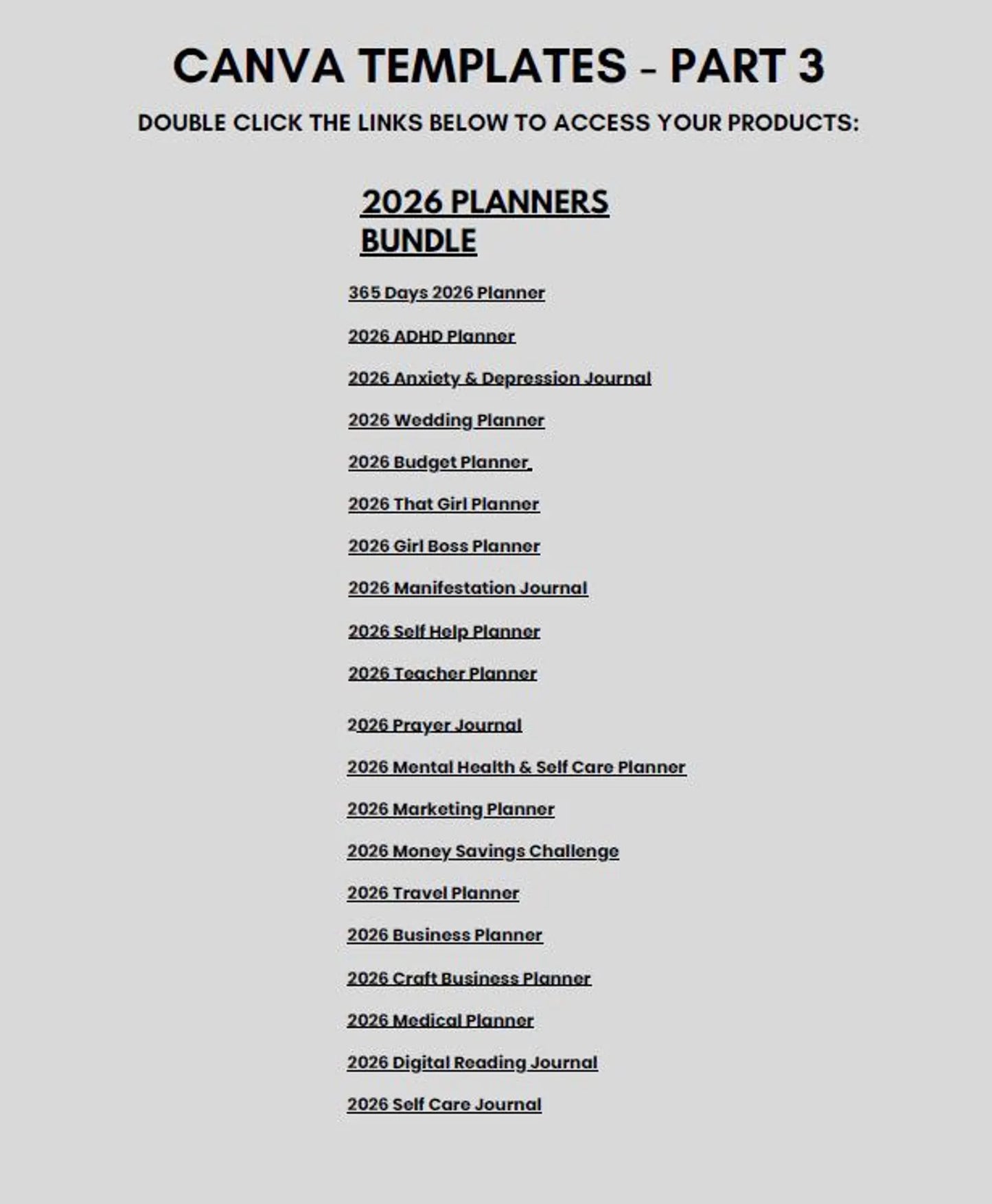 planner templates for 2026